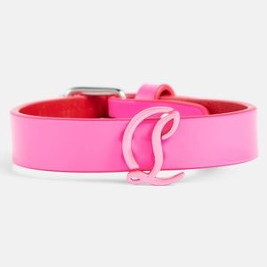 Christian Louboutin neon pink leather bracelet. CL brand NEW adjustable hot pink